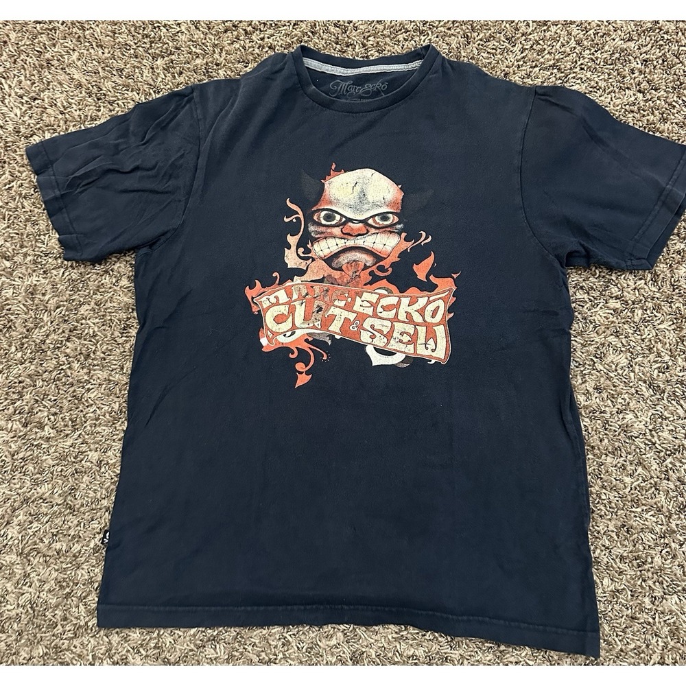 Vintage 2000s Y2K Marc Ecko Clown Graphic T Shirt Faded Black Size Medium